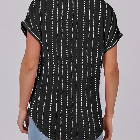 ANRABESS Womens Short Sleeve Henley Tops V Neck Dressy Casual Blouses Summer Tre - Picture 2 of 4